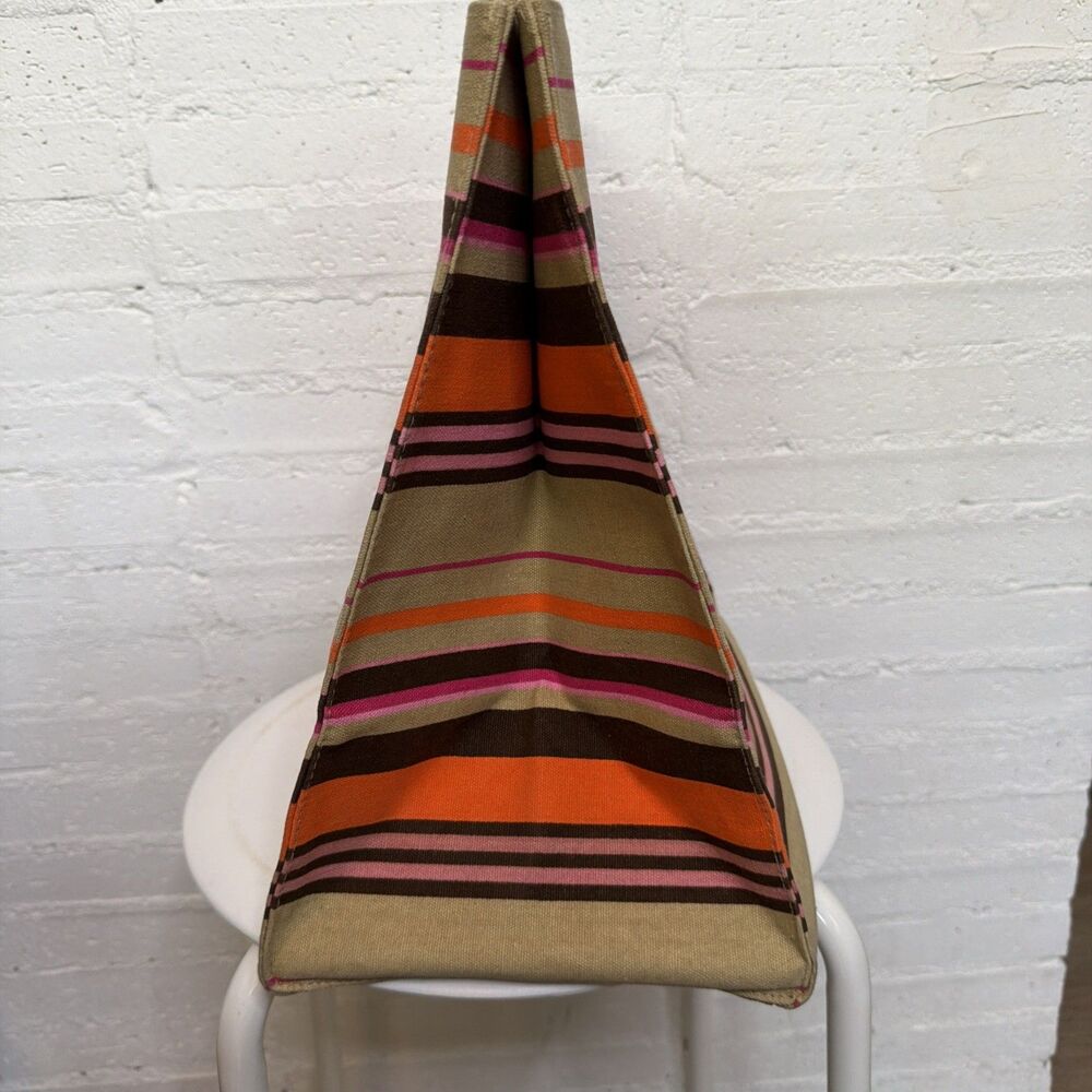 Sigrid Olson Striped Canvas Tote Bag Boho-Chic Earthy 70s' Revival Resort Beach - Picture 4 of 9